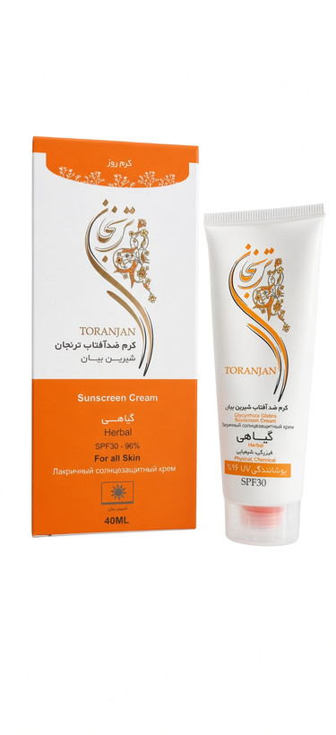 کرم ضدآفتاب گیاهی شیرین بیان ترنجان SPF 30 بیرنگ ۴۰ میلیلیتر